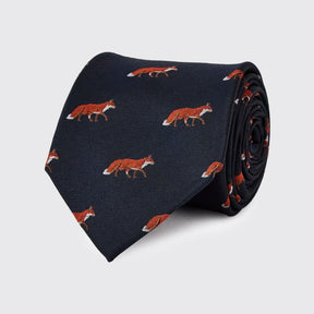Dubarry Kavanagh Silk Fox Motif Tie in Navy