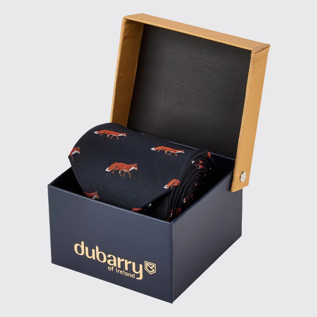 Dubarry Kavanagh Silk Fox Motif Tie in Navy