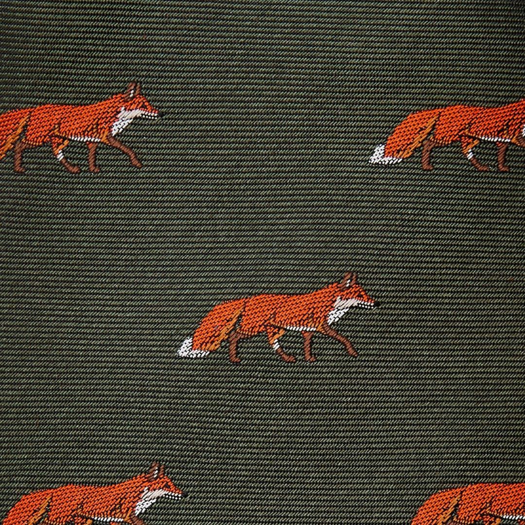 Dubarry Kavanagh Silk Fox Motif Tie in Olive