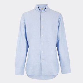 Light blue button-up shirt on a white background