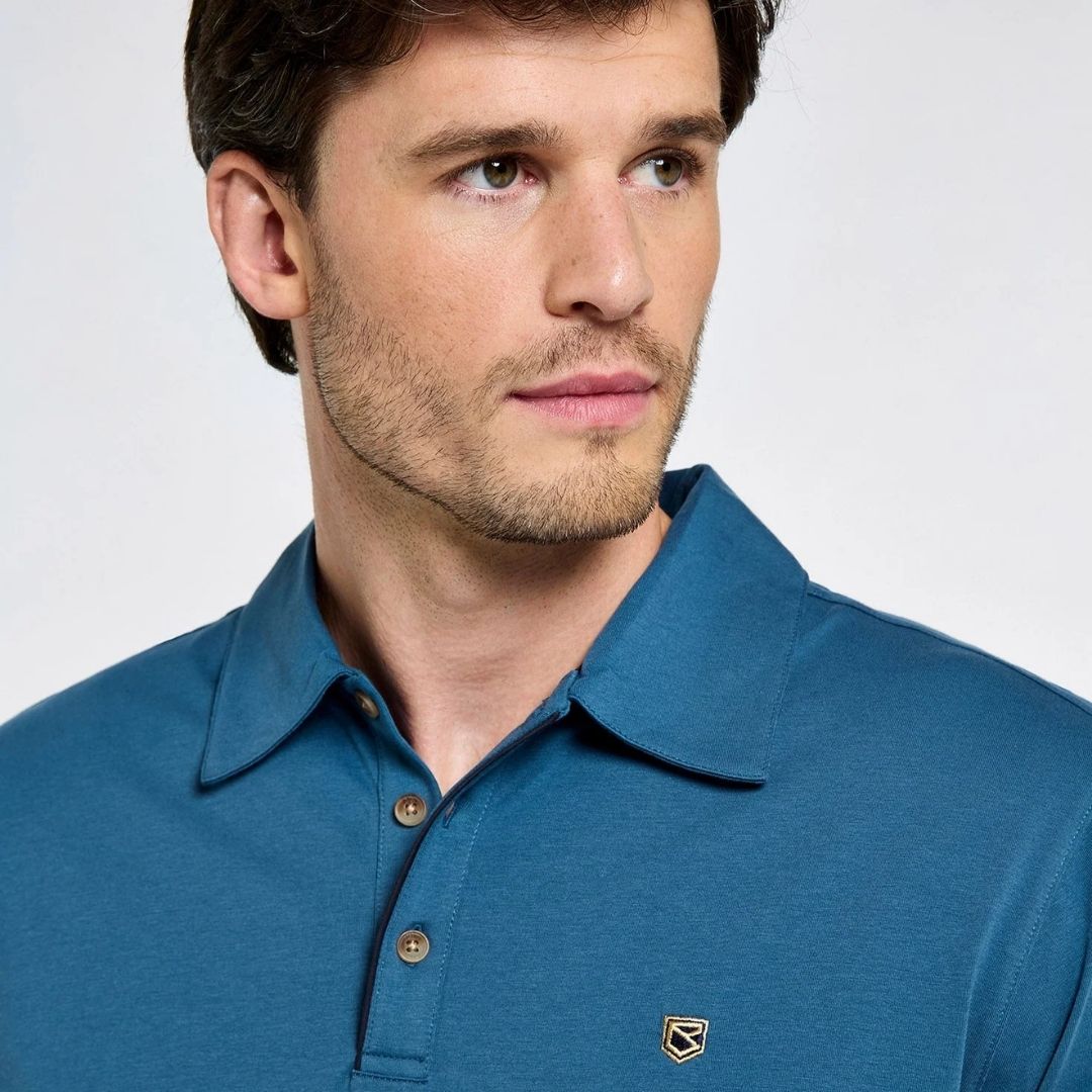 Dubarry Men's Kilmurray Three-Button Polo in Indigo