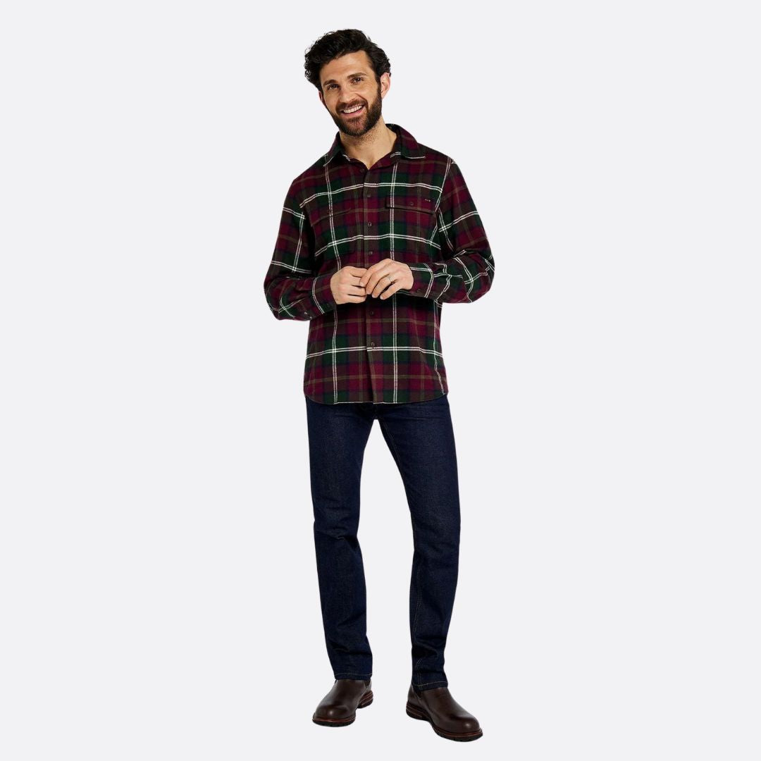 Dubarry Men's Shelbourne Check Flannel Shirt in Ox Blood