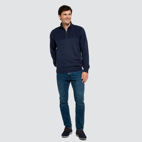 Dubarry Men's Spillane Zip Neck Knit in Navy