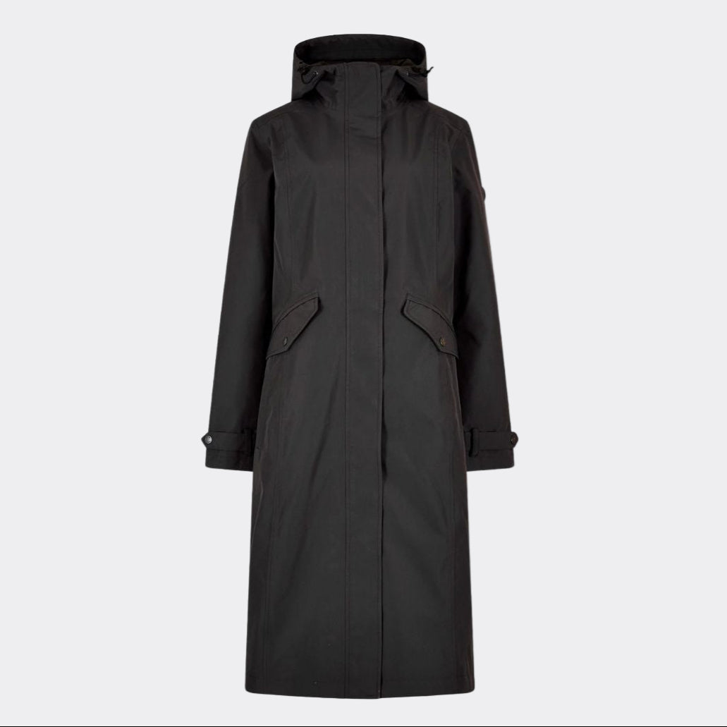 Black coat with a hood on a white background