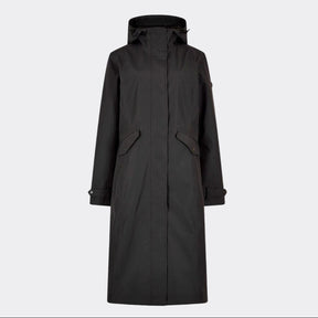 Black coat with a hood on a white background