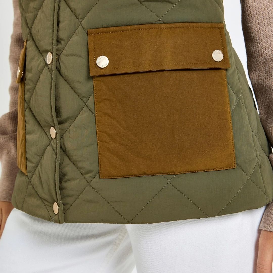 Dubarry Women's Clashmore Quilted Gilet in Kelp