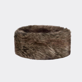 Brown fur headband on a white background