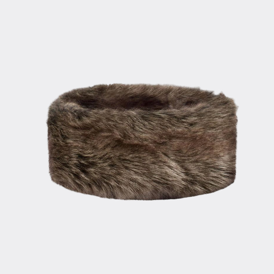 Brown fur headband on a white background