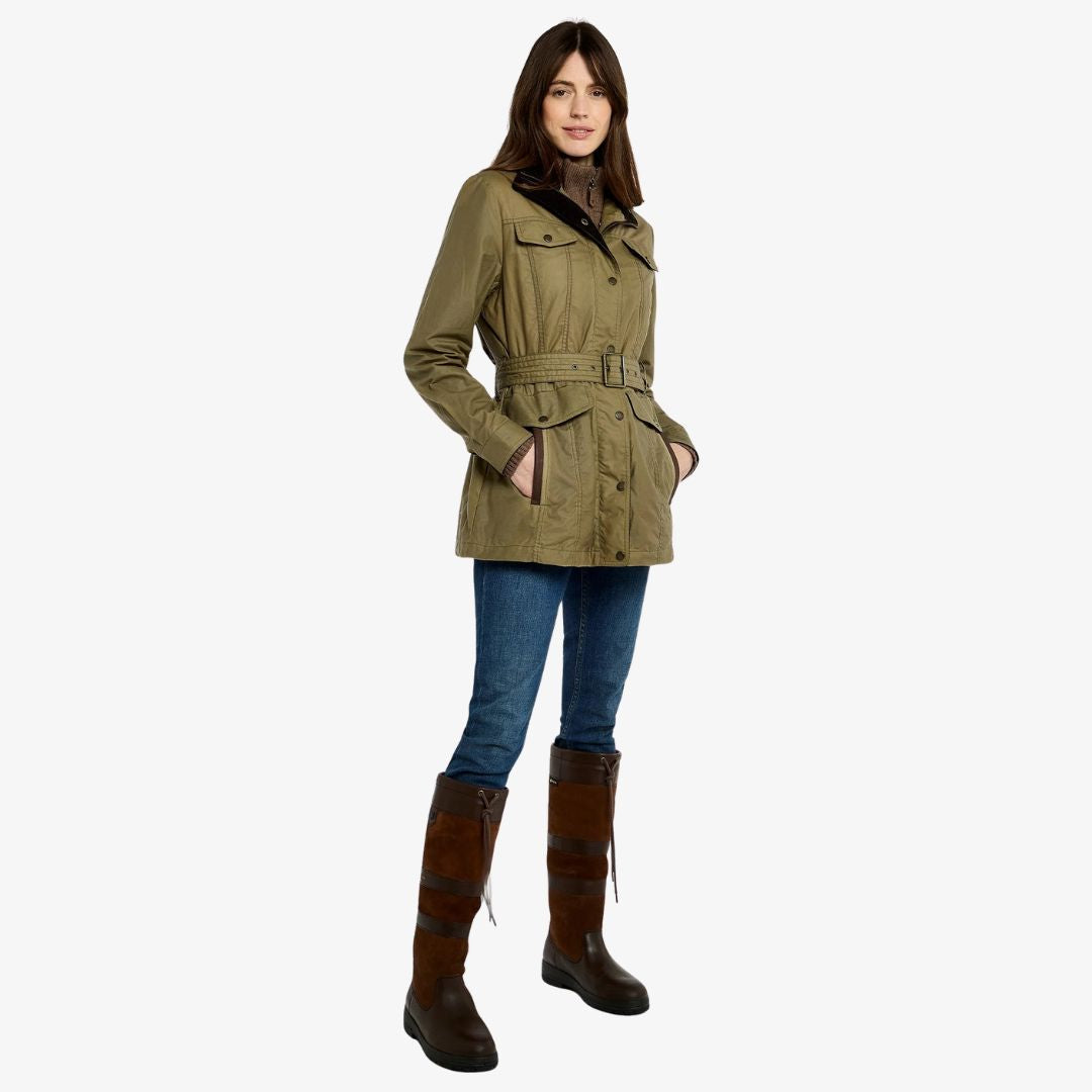Dubarry Women's Gandon Wax Cotton Coat in Golden Khaki