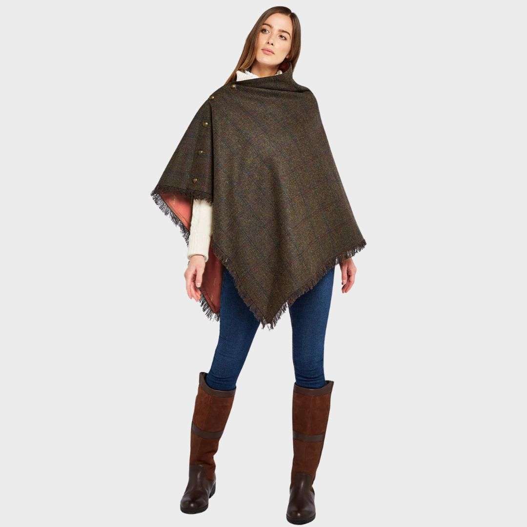 Dubarry Women's Hazelwood Tweed Poncho in Hemlock