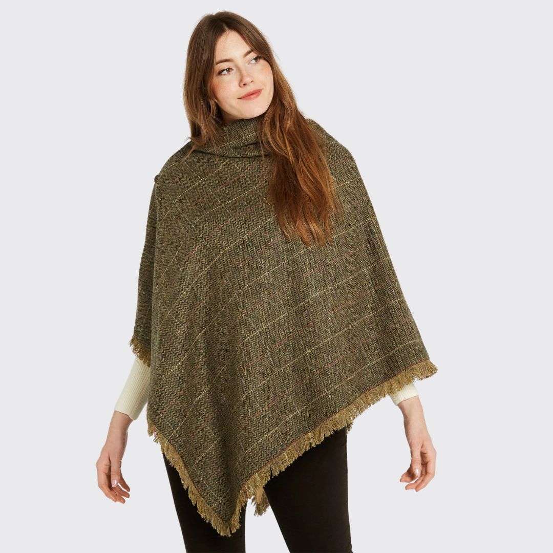Dubarry Women's Hazelwood Tweed Poncho in Thistle