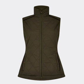 Quilted vest in dark green on a white background
