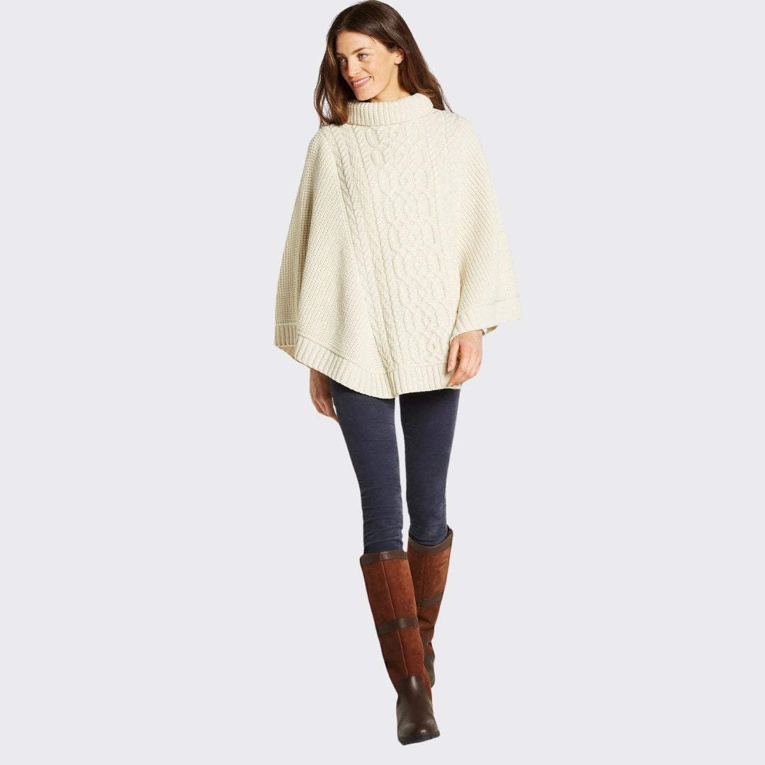 Dubarry Women's Kilronan Merino Poncho in Cream