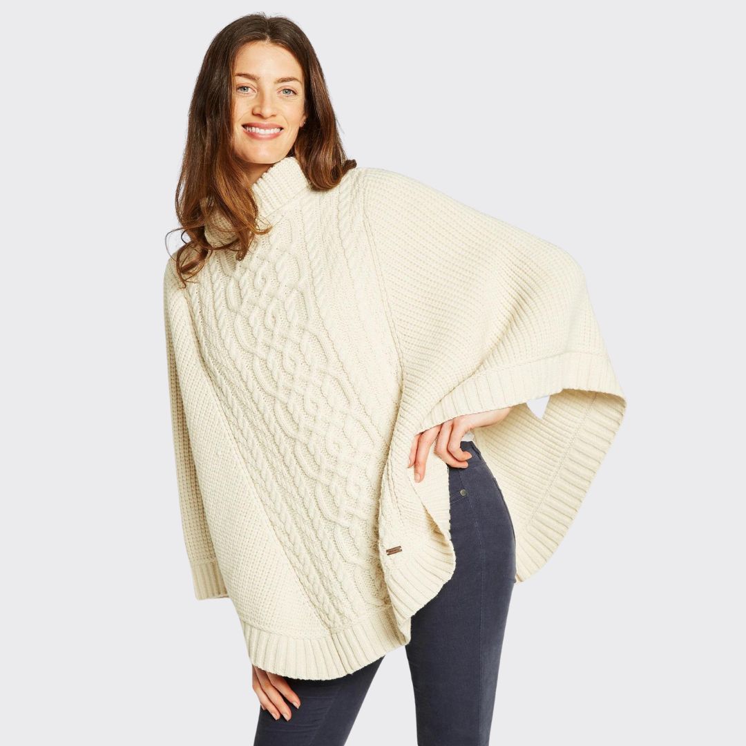 Dubarry Women's Kilronan Merino Poncho in Cream