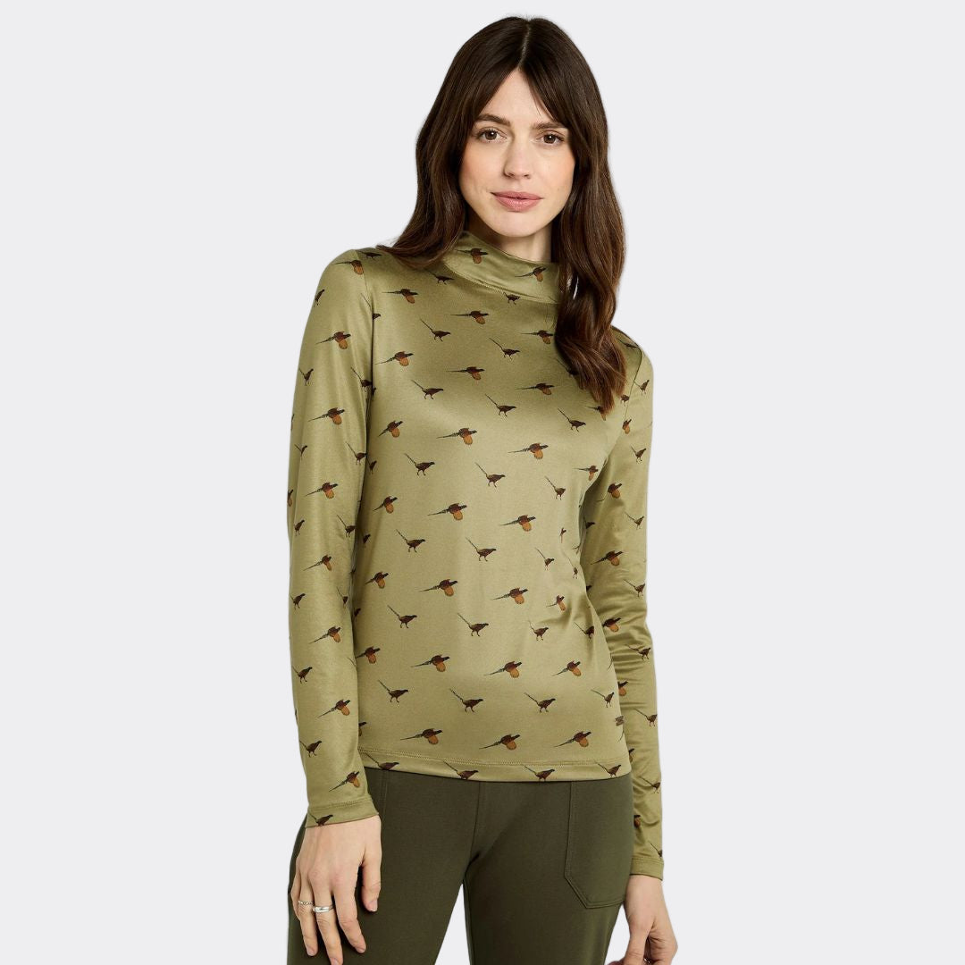 Dubarry Women's Reynolds Soft Printed Mock Neck Top in Dusky Green