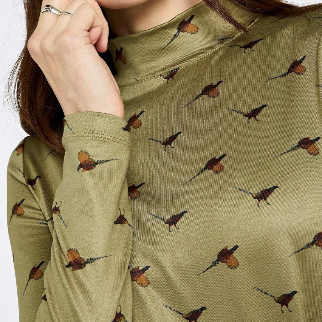 Dubarry Women's Reynolds Soft Printed Mock Neck Top in Dusky Green