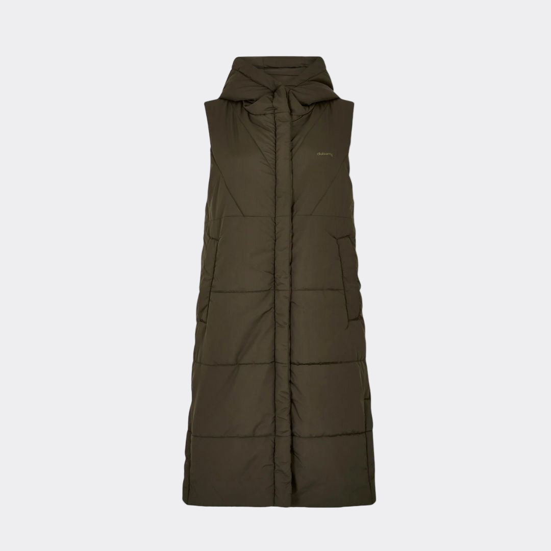 Brown puffer vest on a white background