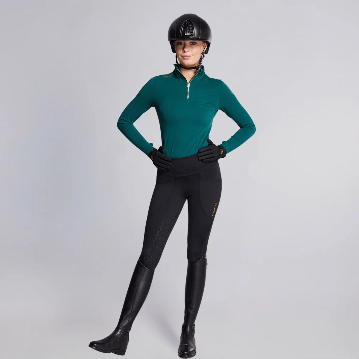 Equieire Women's Jessica 3/4 Grip Perform Riding Leggings in Black