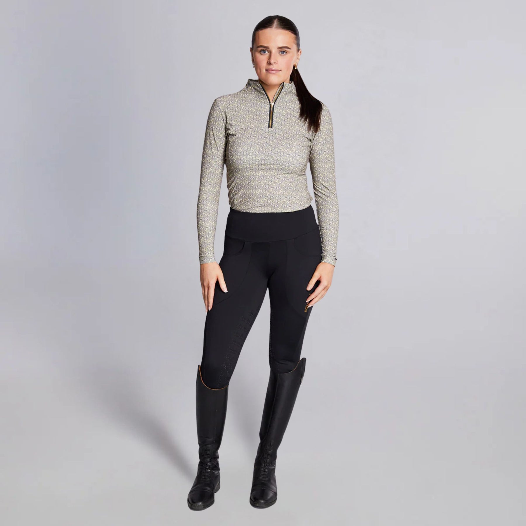 Equieire Women's Jessica 3/4 Grip Perform Riding Leggings in Black
