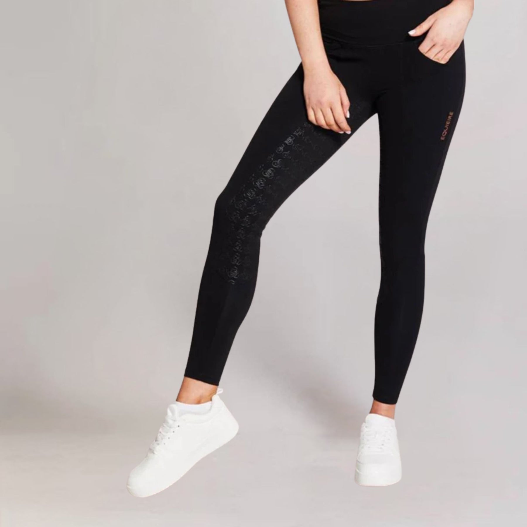 Equieire Women's Jessica 3/4 Grip Perform Riding Leggings in Black