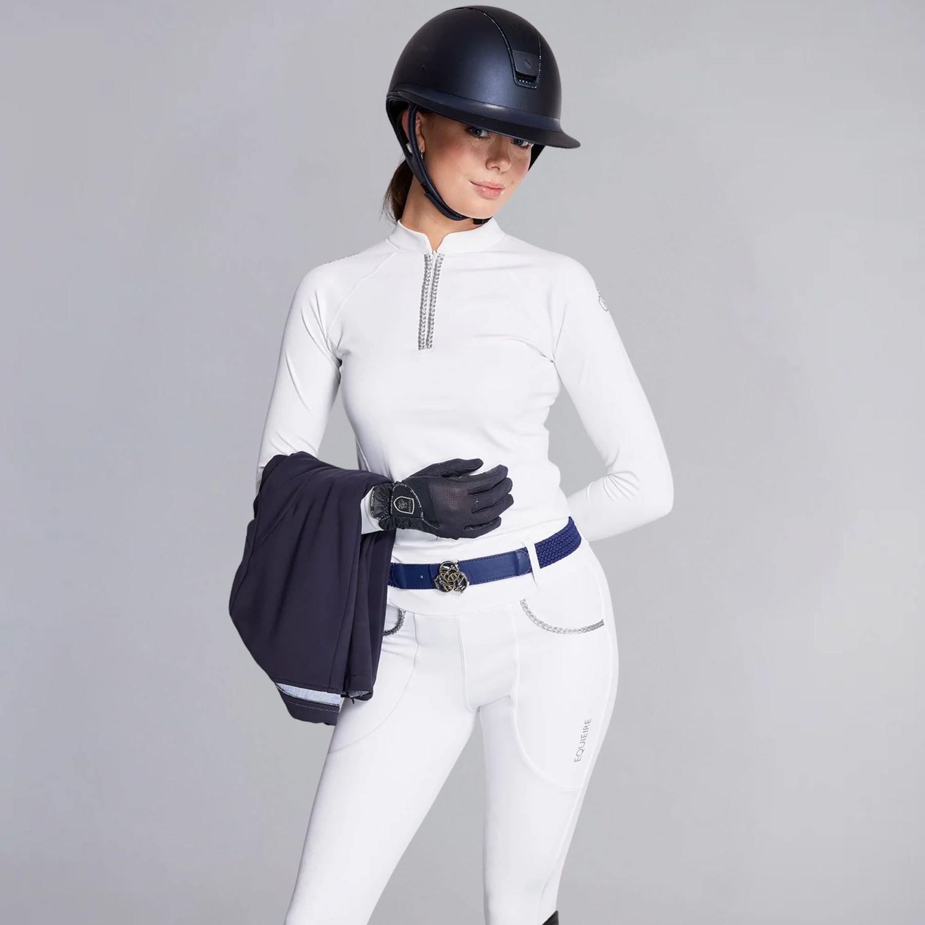 Equieire Women's Molly Knee-Grip Competition Riding Tights in White