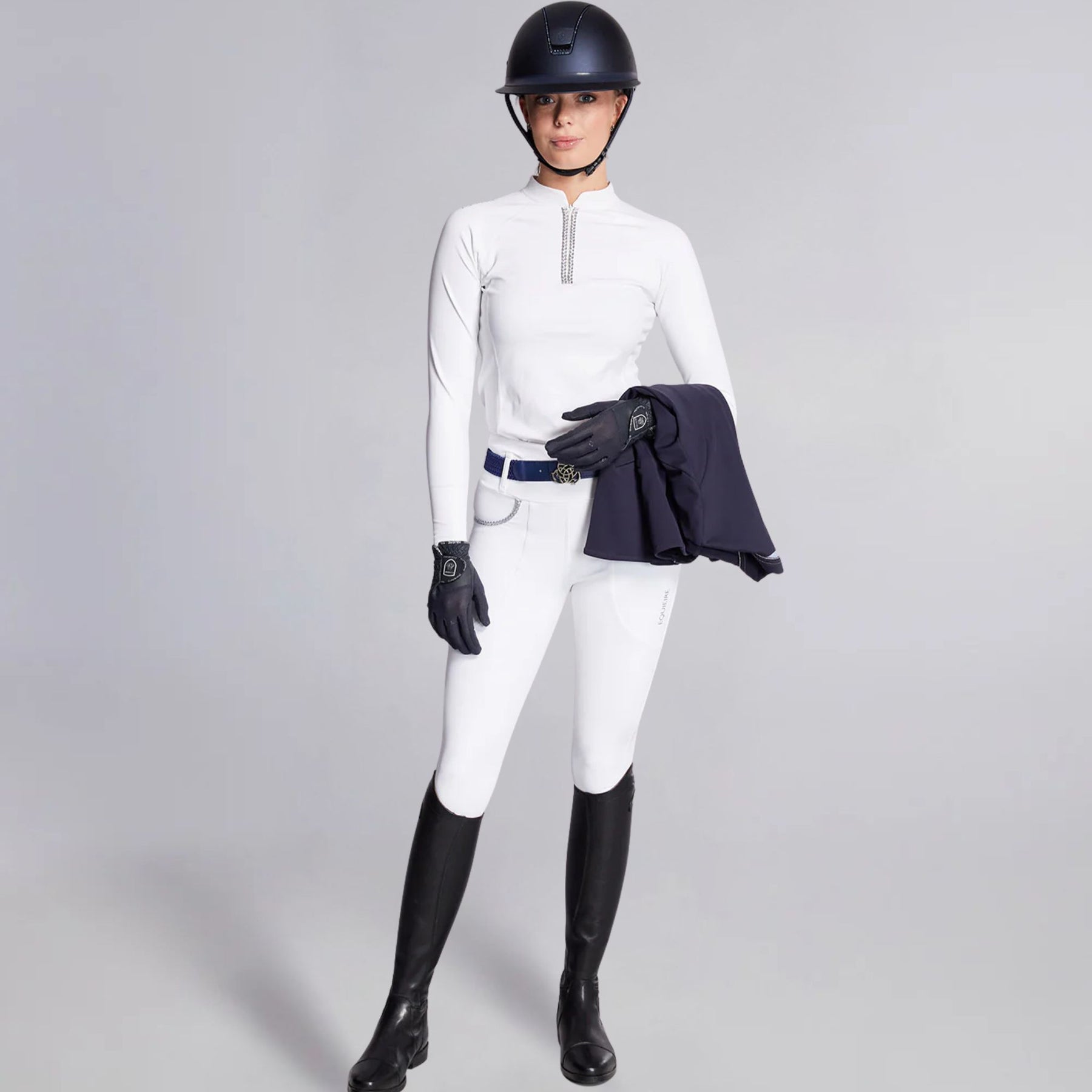 Equieire Women's Molly Knee-Grip Competition Riding Tights in White