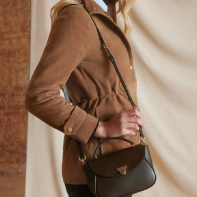 Fairfax & Favor Blenheim Leather Mini Handbag in Mahogany