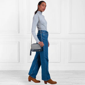 Fairfax & Favor Finsbury Crossbody Suede Handbag in Denim