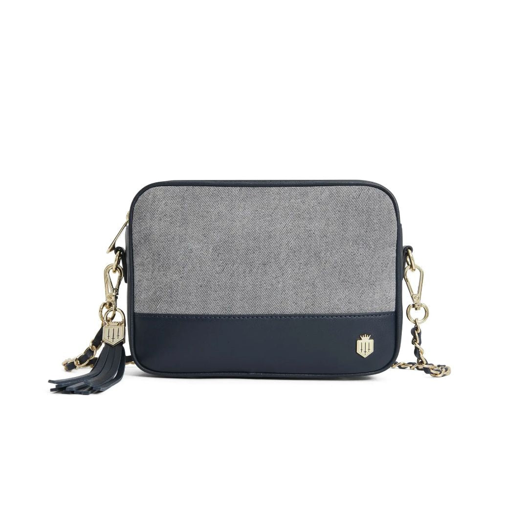 Fairfax & Favor Finsbury Crossbody Suede Handbag in Denim