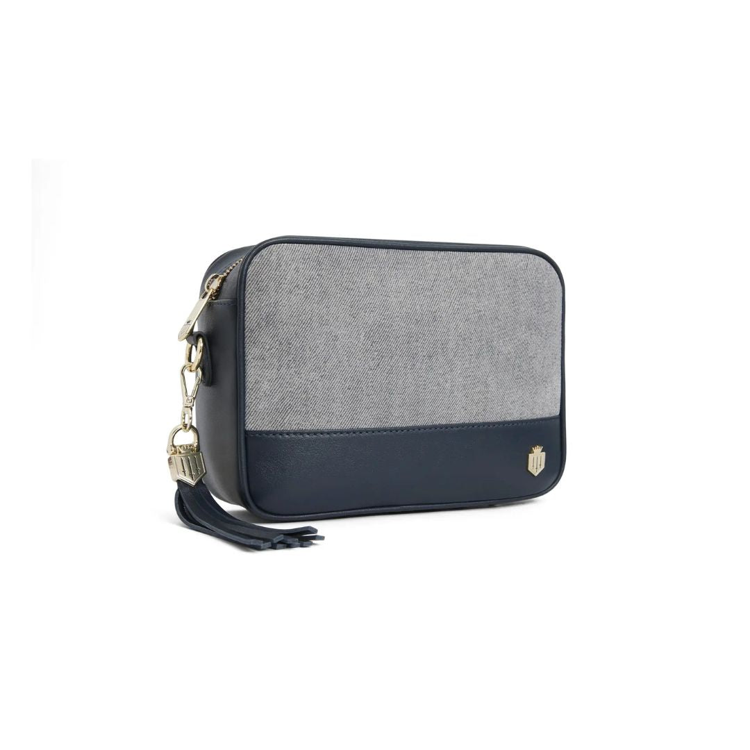 Fairfax & Favor Finsbury Crossbody Suede Handbag in Denim
