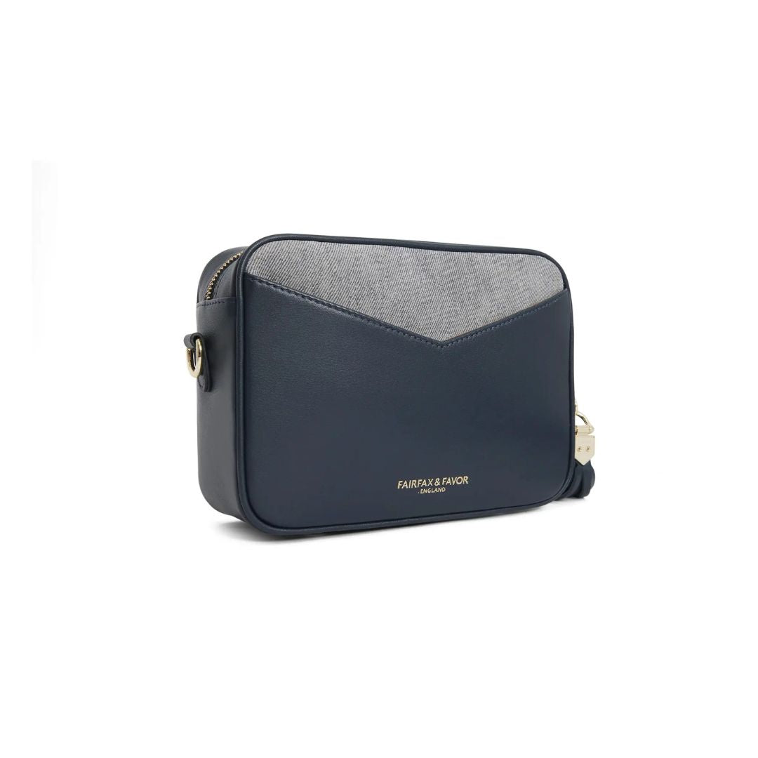 Fairfax & Favor Finsbury Crossbody Suede Handbag in Denim
