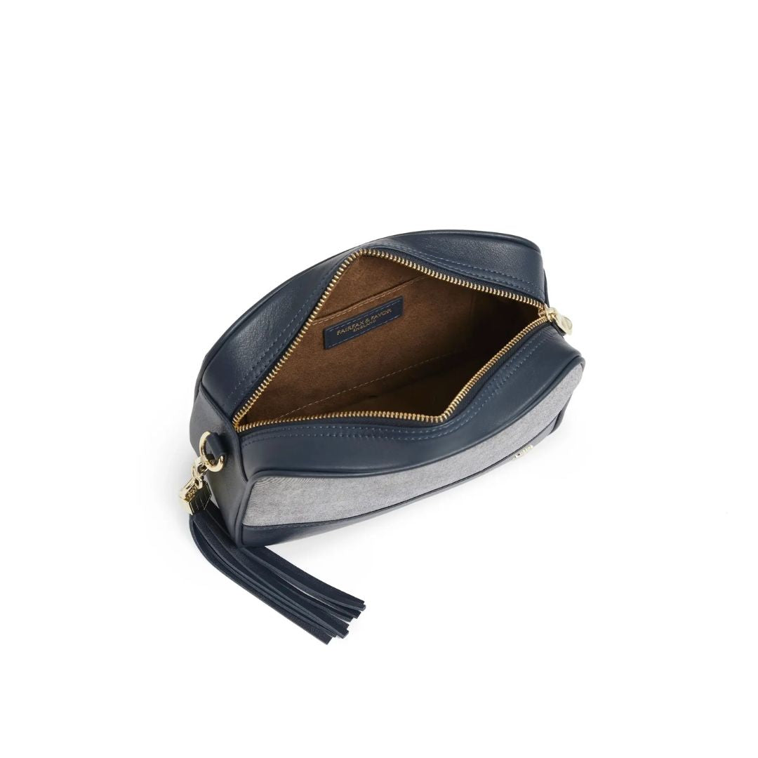 Fairfax & Favor Finsbury Crossbody Suede Handbag in Denim