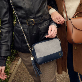 Fairfax & Favor Finsbury Crossbody Suede Handbag in Denim