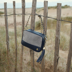 Fairfax & Favor Finsbury Crossbody Suede Handbag in Denim