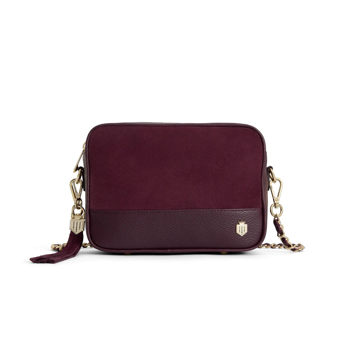 Fairfax & Favor Finsbury Crossbody Suede Handbag in Elderberry