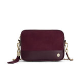 Fairfax & Favor Finsbury Crossbody Suede Handbag in Elderberry
