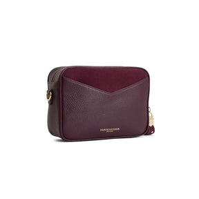 Fairfax & Favor Finsbury Crossbody Suede Handbag in Elderberry