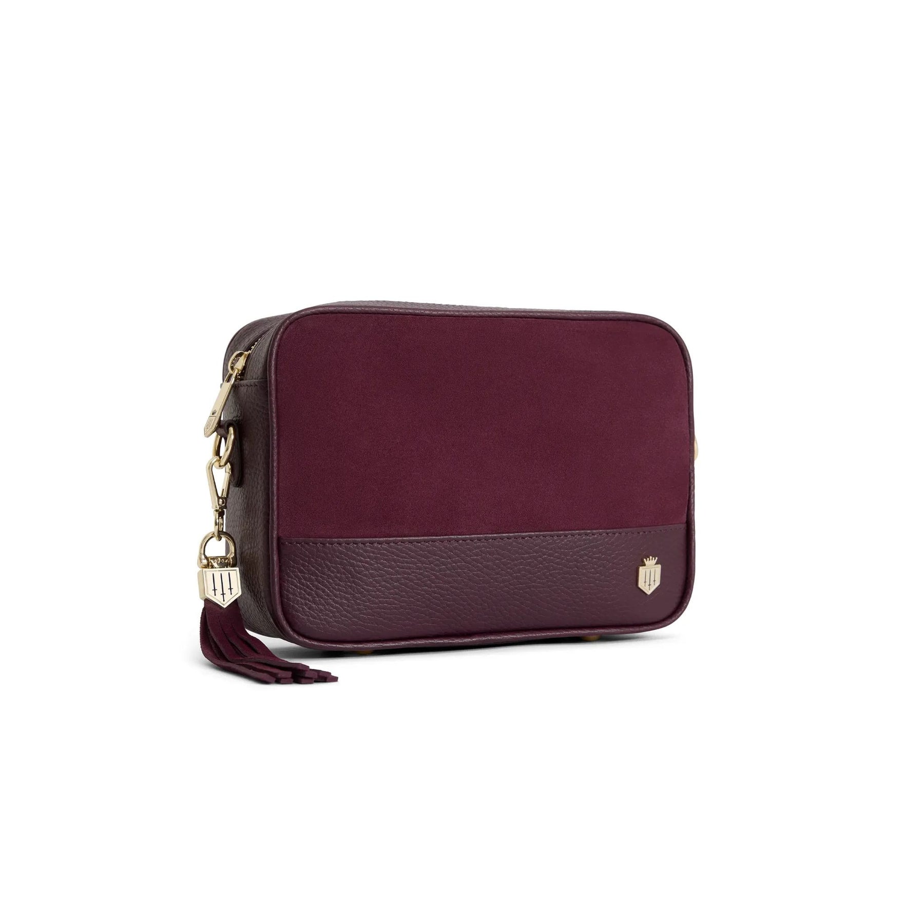 Fairfax & Favor Finsbury Crossbody Suede Handbag in Elderberry