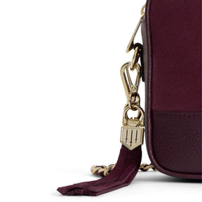 Fairfax & Favor Finsbury Crossbody Suede Handbag in Elderberry