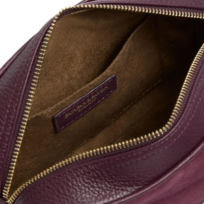 Fairfax & Favor Finsbury Crossbody Suede Handbag in Elderberry