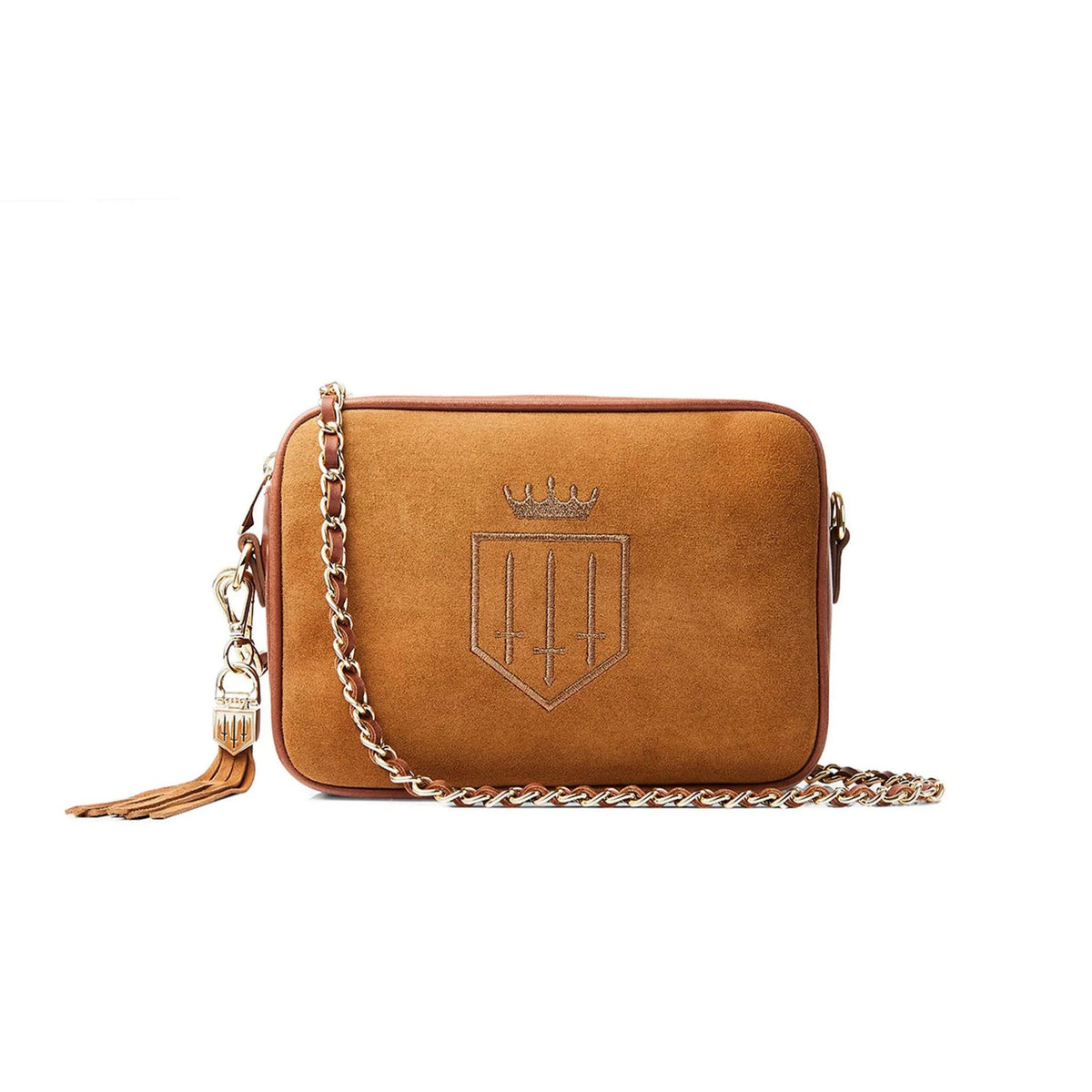 Fairfax & Favor Finsbury Crossbody Suede Handbag in Tan