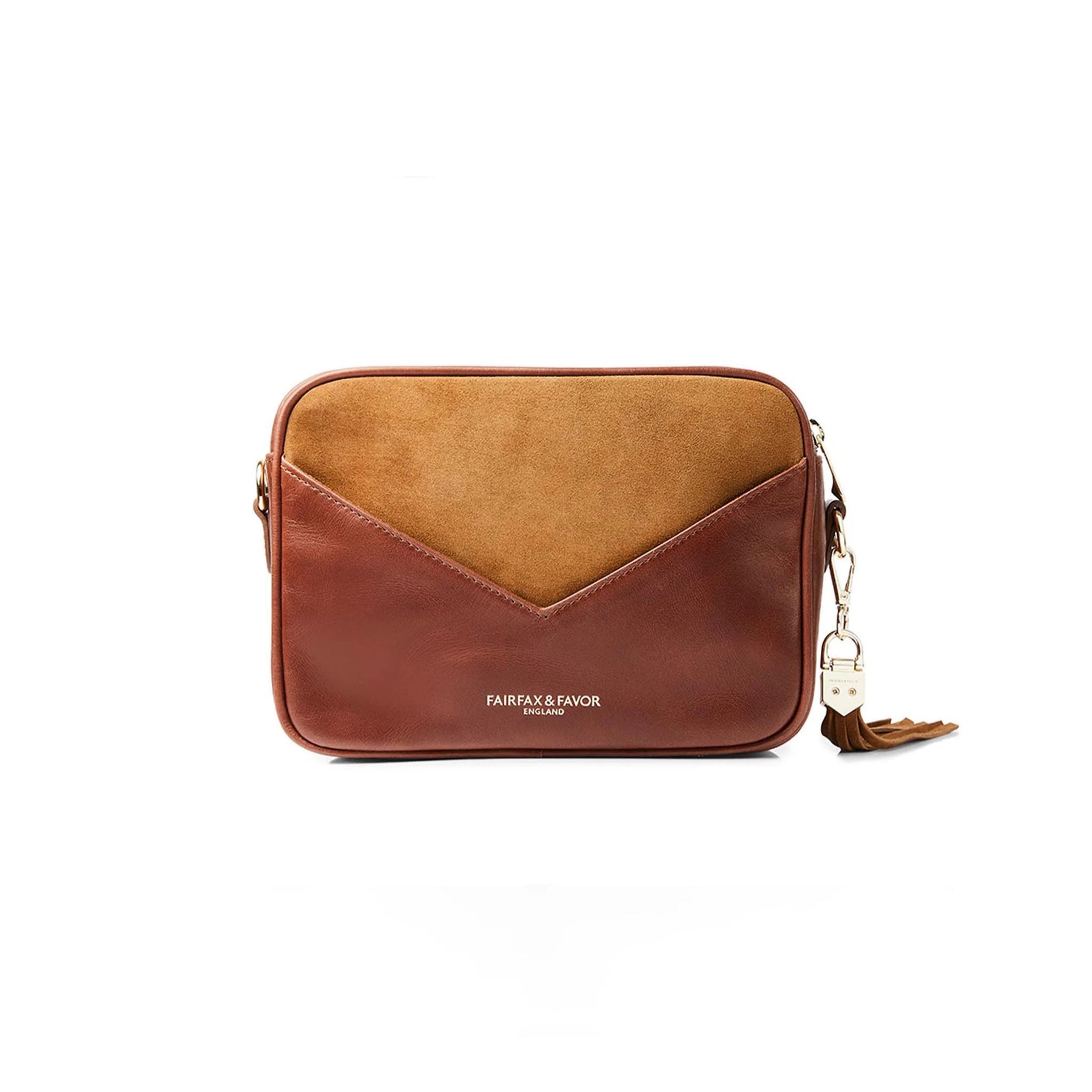 Fairfax & Favor Finsbury Crossbody Suede Handbag in Tan