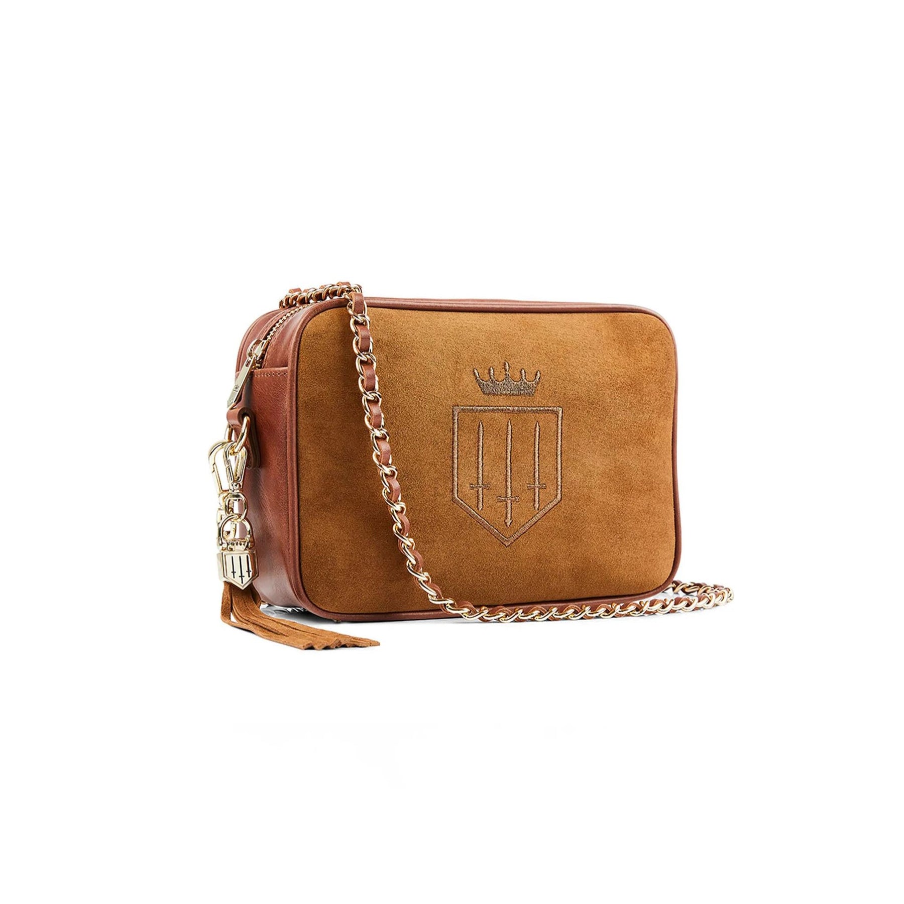 Fairfax & Favor Finsbury Crossbody Suede Handbag in Tan