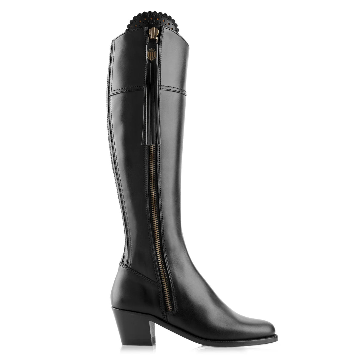 Fairfax & Favor Heeled Regina Leather Boot in Black