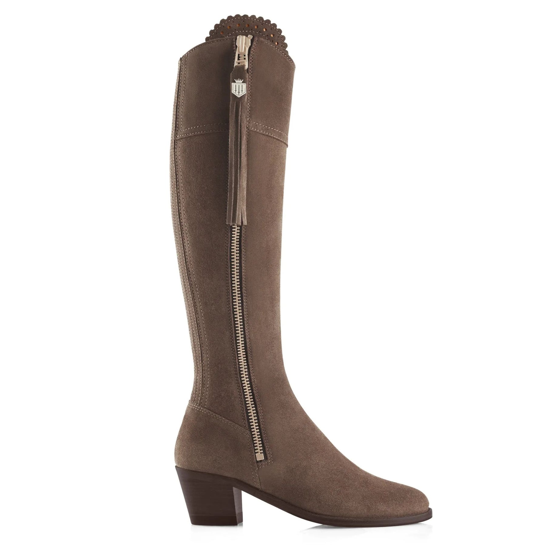 Fairfax & Favor Heeled Regina Suede Boot in Fog