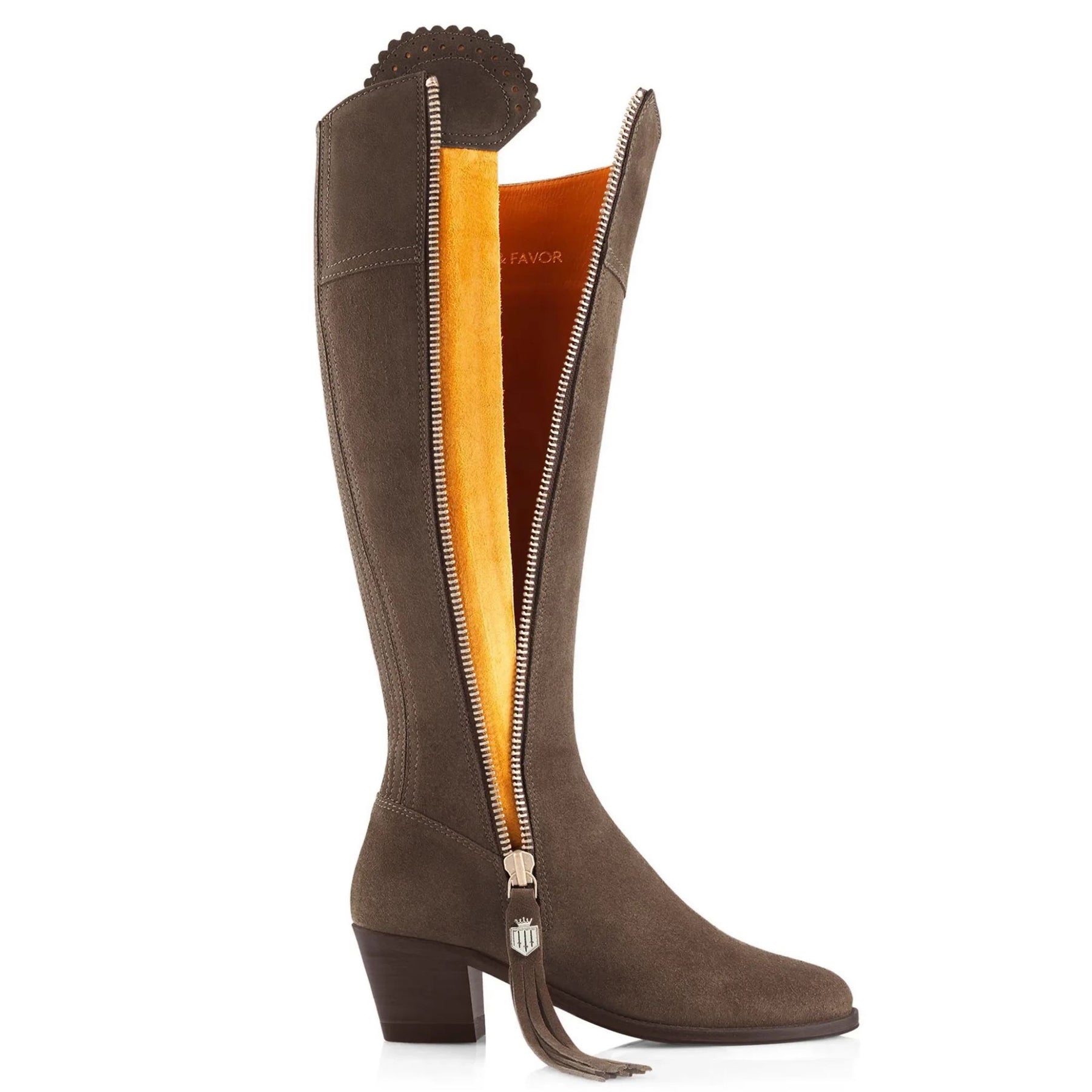 Fairfax & Favor Heeled Regina Suede Boot in Fog