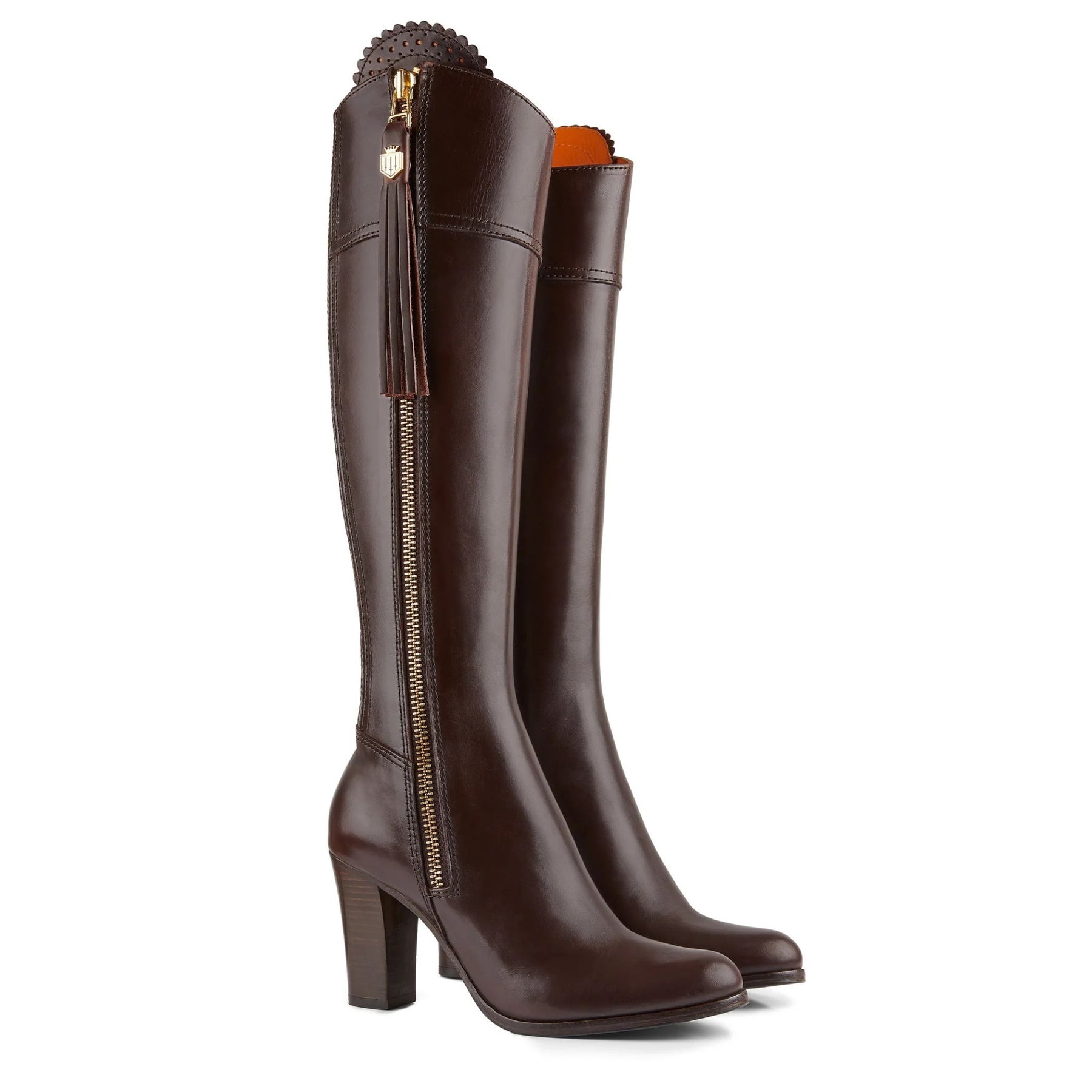 Fairfax & Favor High Heeled Regina Leather Boot in Mahogany