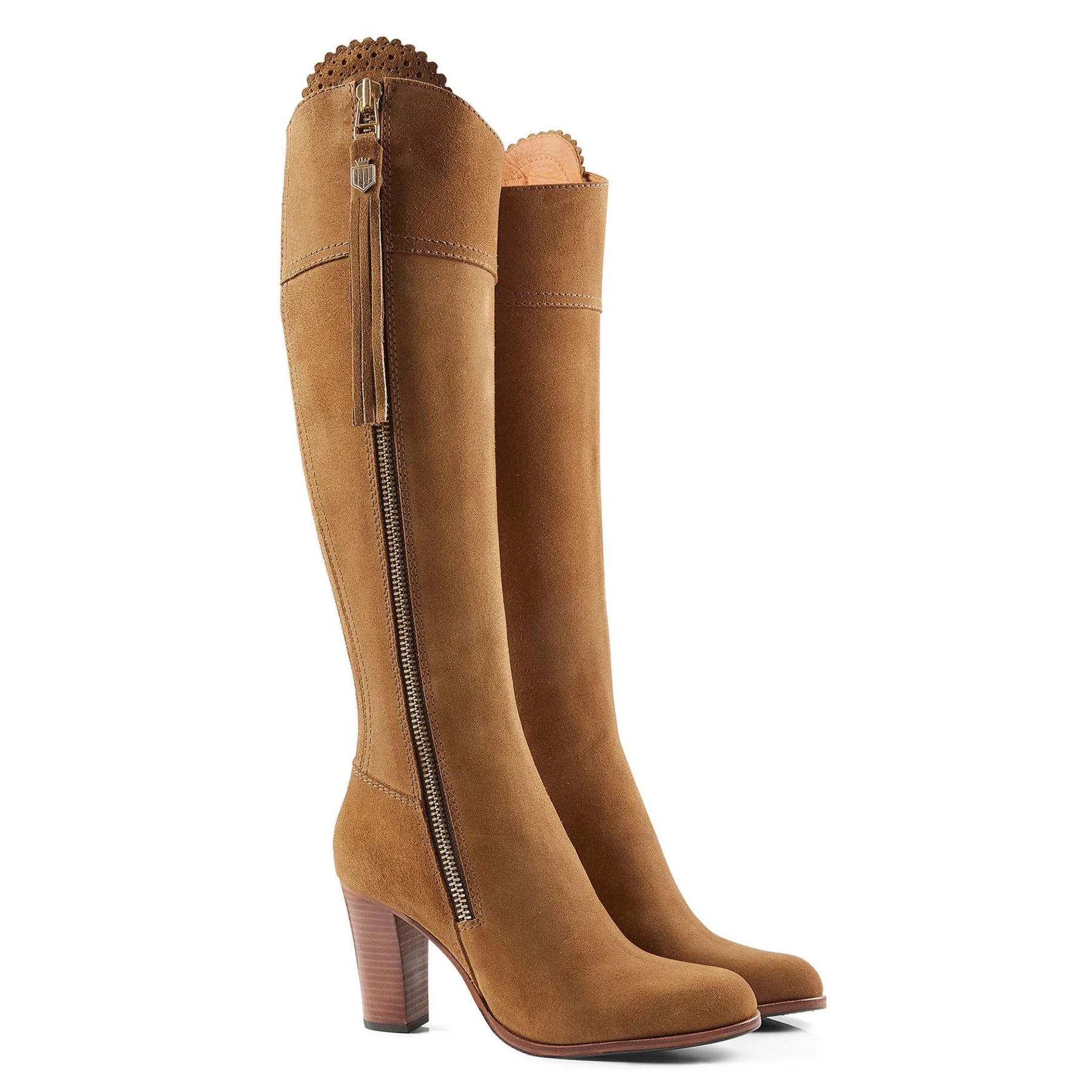 Fairfax & Favor High Heeled Regina Suede Boot in Tan