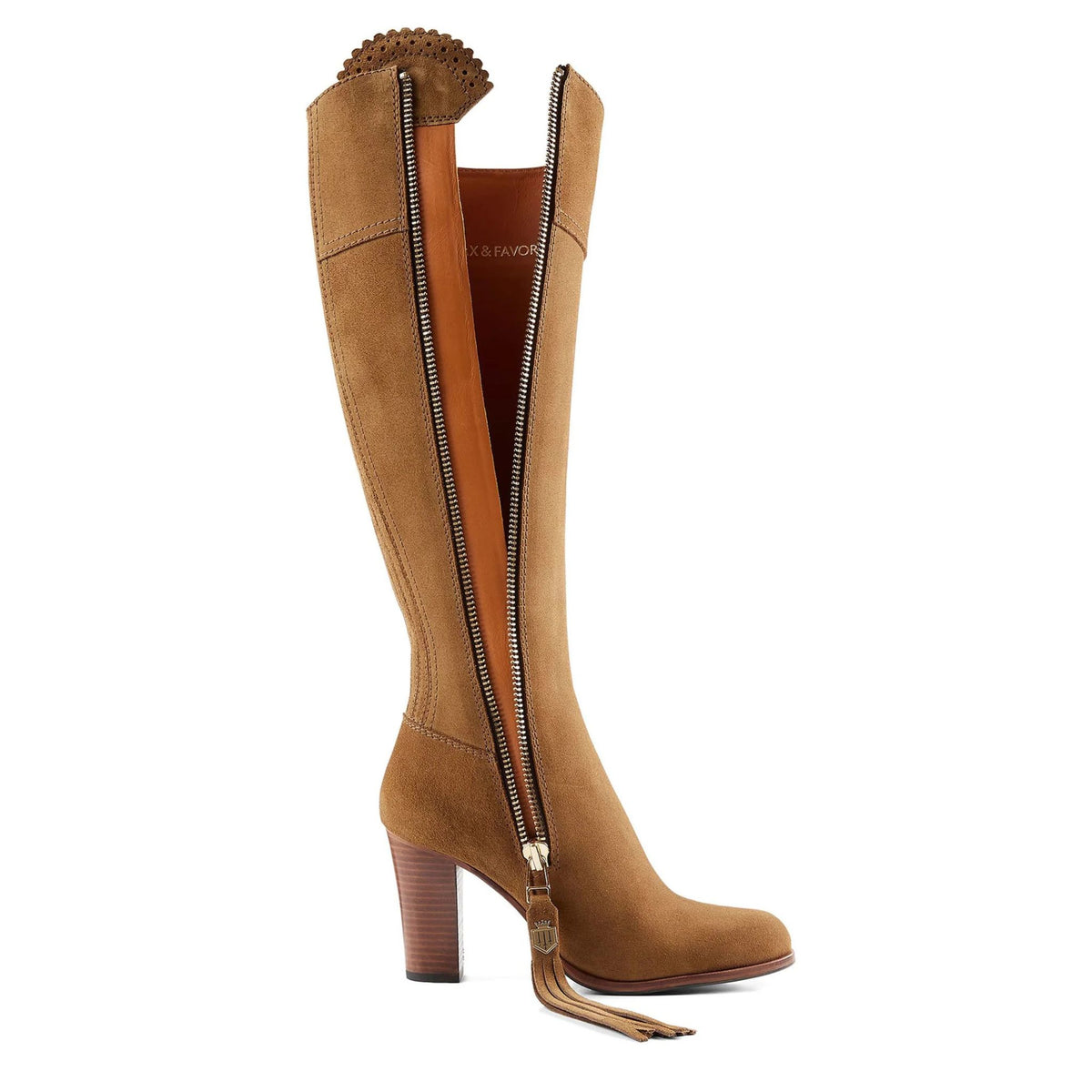 Fairfax & Favor High Heeled Regina Suede Boot in Tan