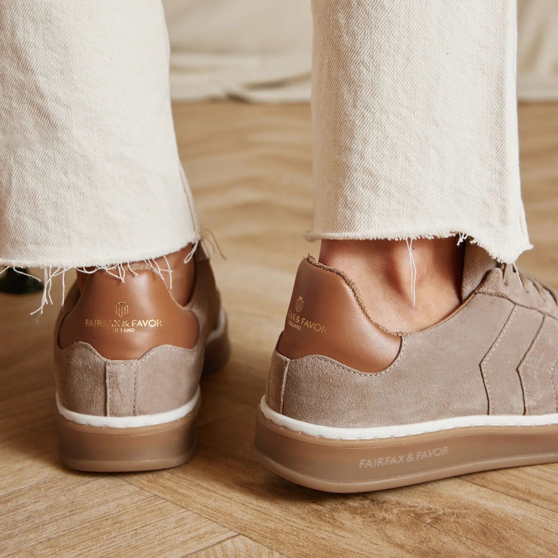 Fairfax & Favor Kendrick Suede Trainer in Fawn